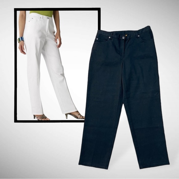 Ruby Rd. Classic Elastic Side Black Jeans - Picture 1 of 10